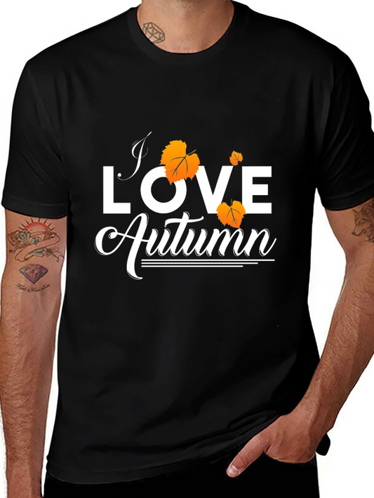 Camiseta Negra Amo el Otoño para Hombre