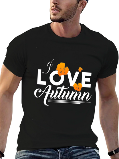 Camiseta Negra Amo el Otoño para Hombre