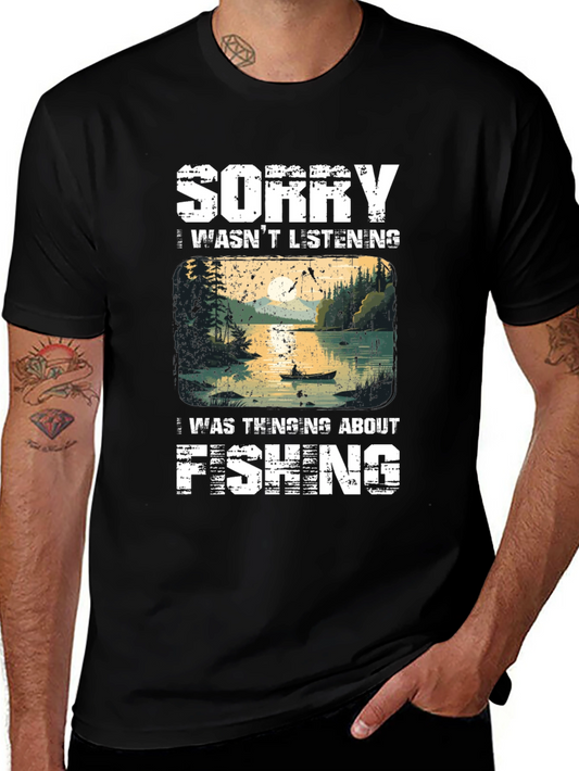 Camiseta Hombre Pesca - Lo Siento Pensaba en Pescar