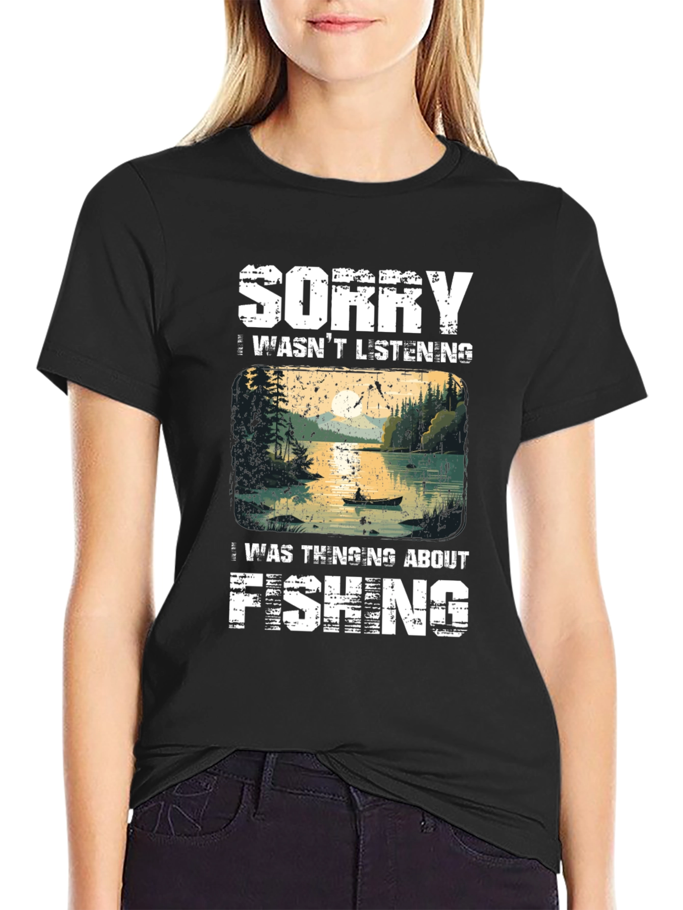Camiseta Hombre Pesca - Lo Siento Pensaba en Pescar