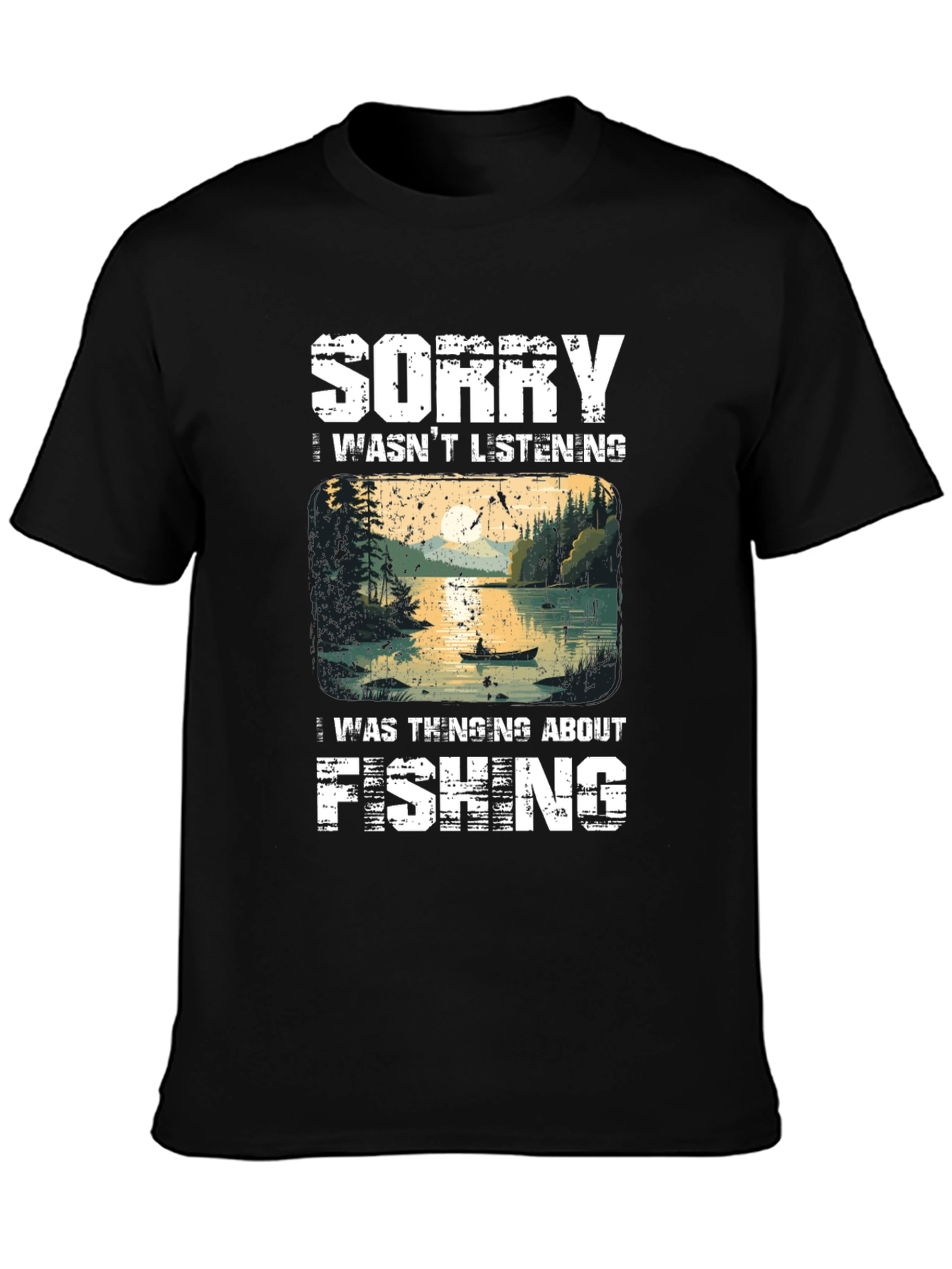 Camiseta Hombre Pesca - Lo Siento Pensaba en Pescar