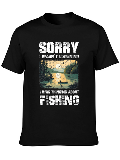Camiseta Hombre Pesca - Lo Siento Pensaba en Pescar
