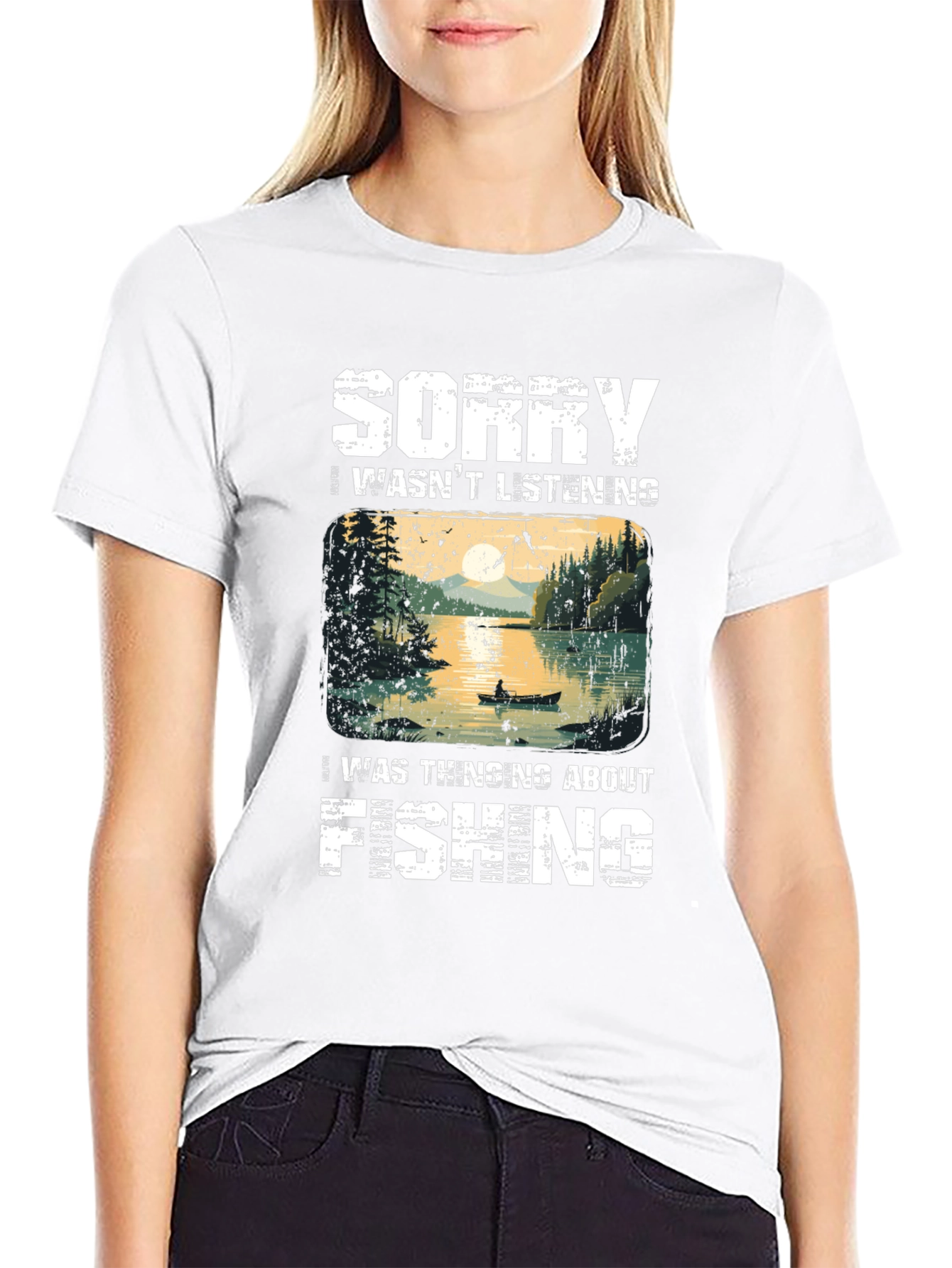 Camiseta Hombre Pesca - Lo Siento Pensaba en Pescar