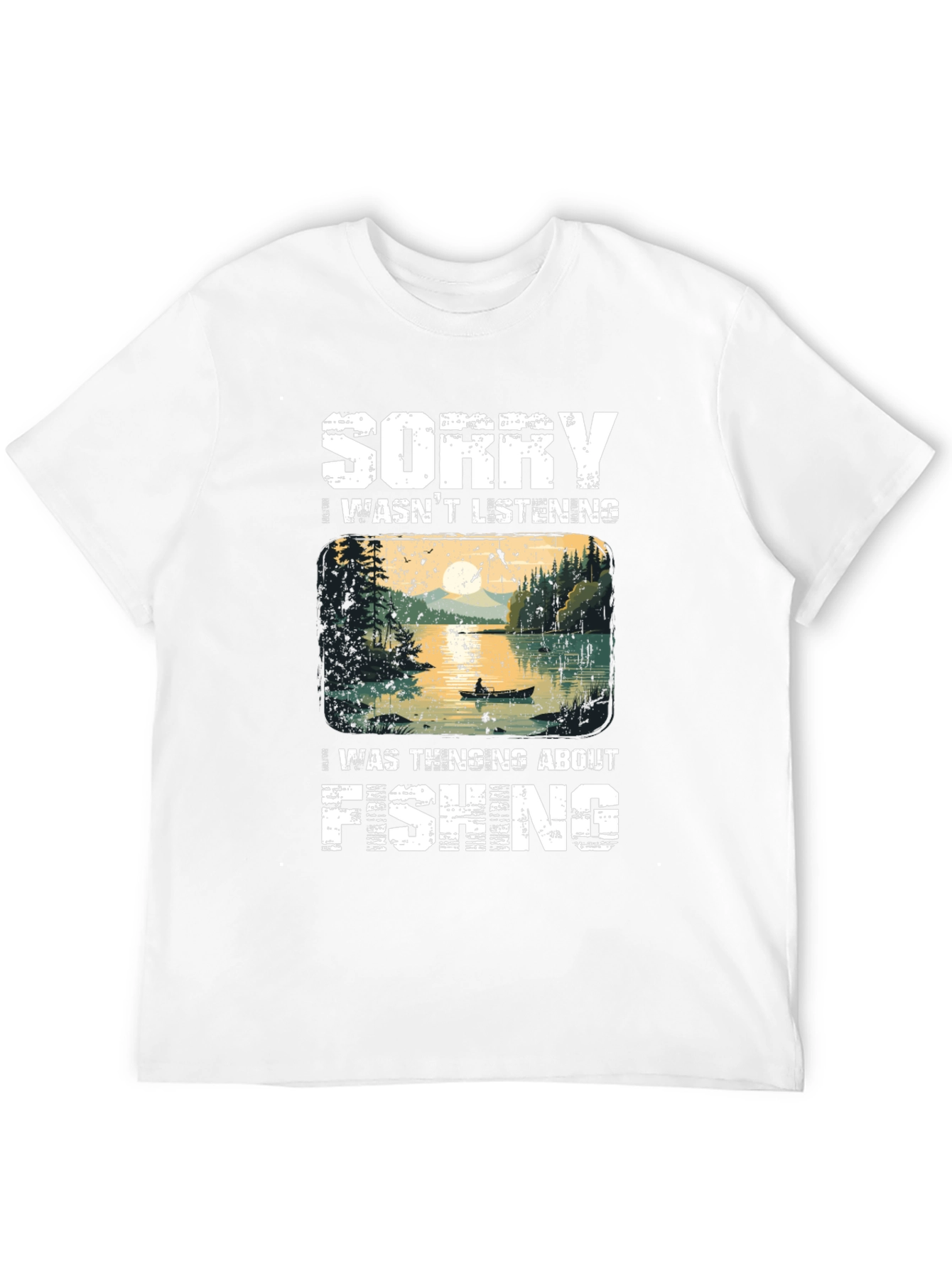 Camiseta Hombre Pesca - Lo Siento Pensaba en Pescar