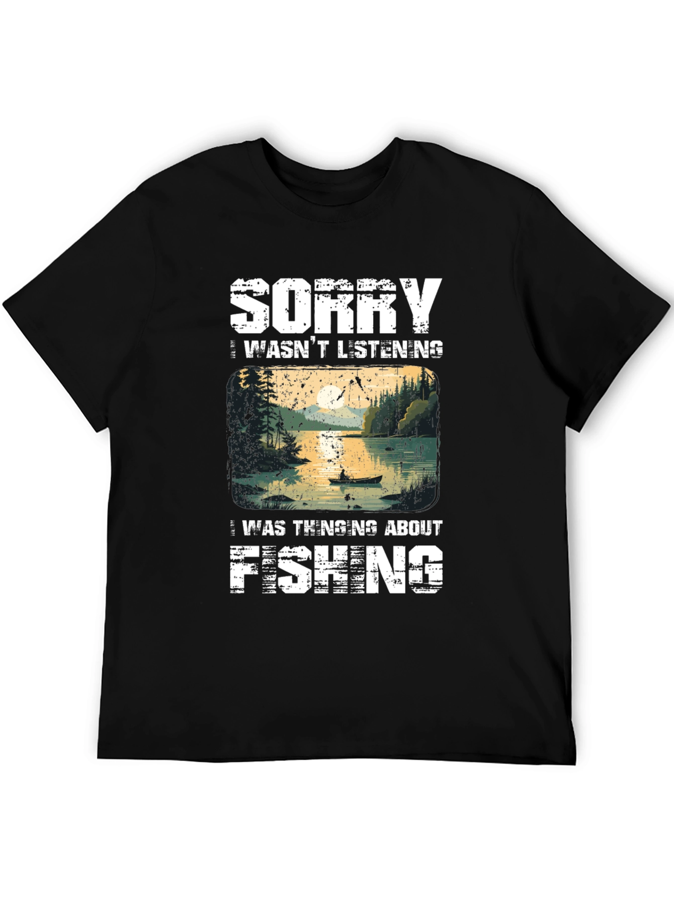Camiseta Hombre Pesca - Lo Siento Pensaba en Pescar