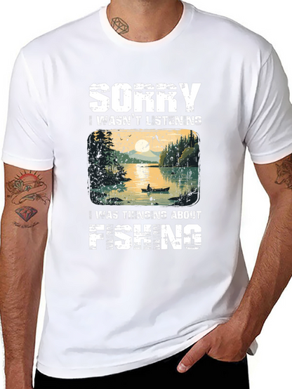 Camiseta Hombre Pesca - Lo Siento Pensaba en Pescar