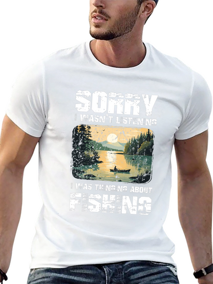 Camiseta Hombre Pesca - Lo Siento Pensaba en Pescar