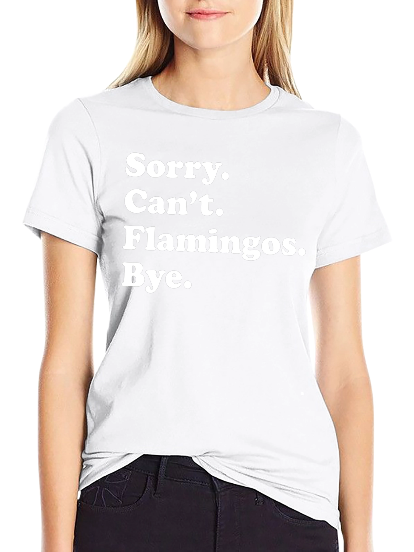 Camiseta Negra: Sorry Cant Flamingos Bye.