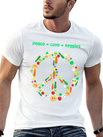 Camiseta Negra Vegana Paz Amor Vegetales