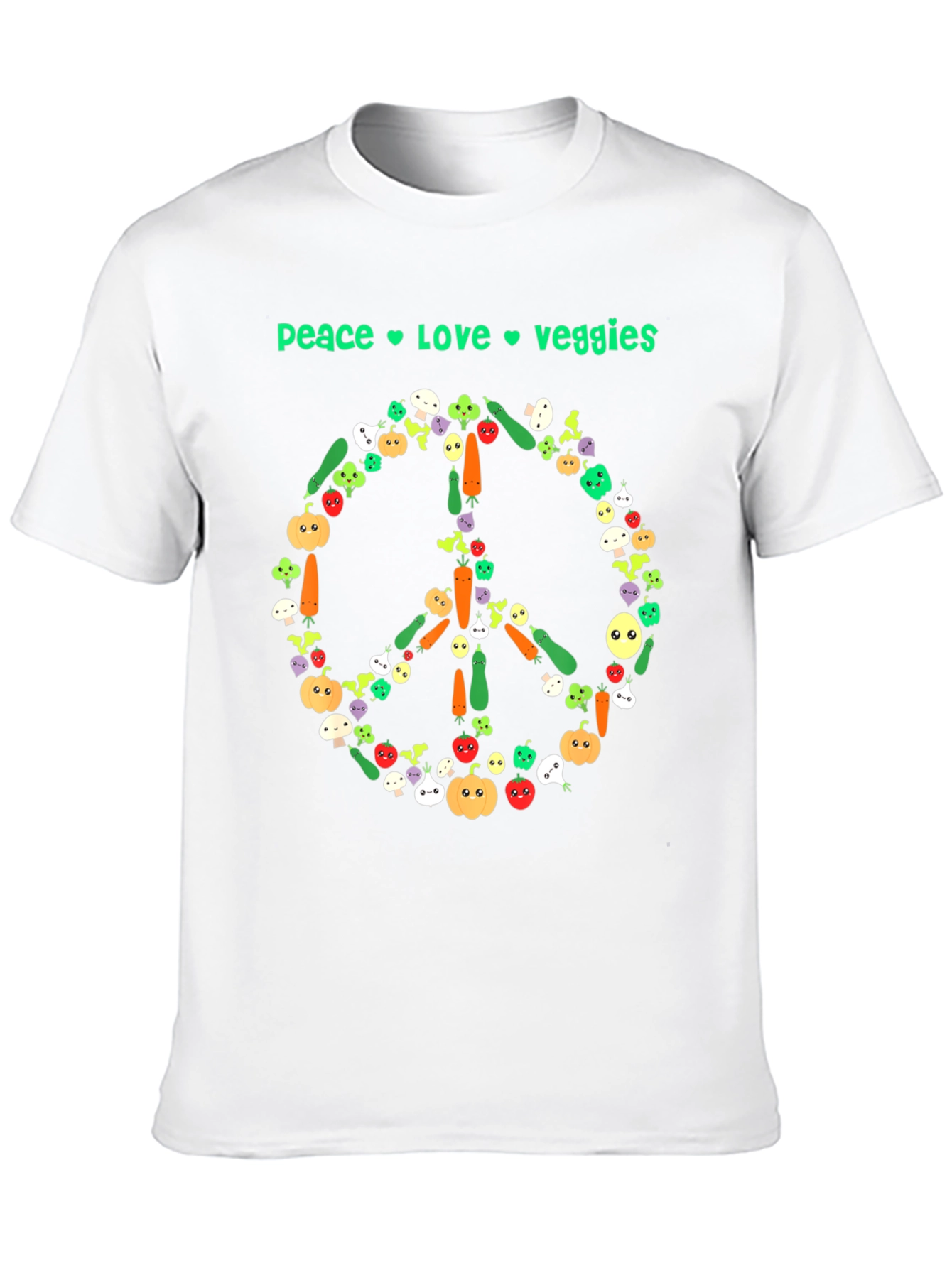 Camiseta Negra Vegana Paz Amor Vegetales