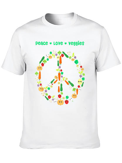 Camiseta Negra Vegana Paz Amor Vegetales