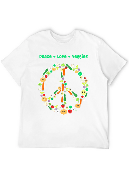 Camiseta Negra Vegana Paz Amor Vegetales