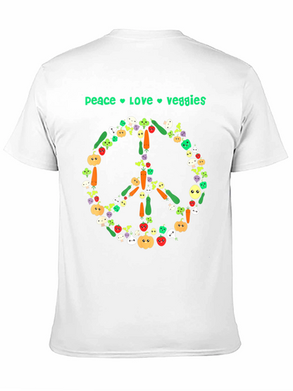 Camiseta Negra Vegana Paz Amor Vegetales