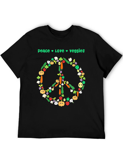 Camiseta Negra Vegana Paz Amor Vegetales