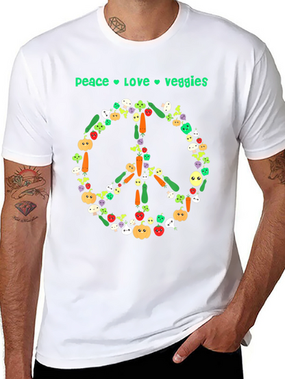 Camiseta Negra Vegana Paz Amor Vegetales