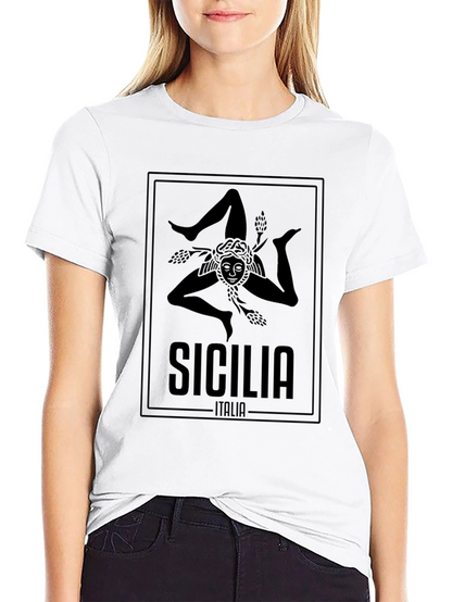 Camiseta Negra Sicilia Italia Hombre Diseño Original