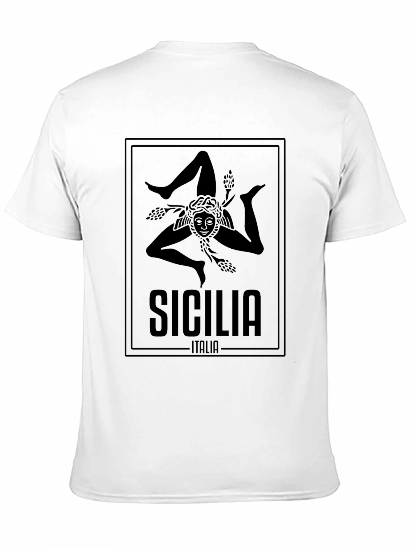 Camiseta Negra Sicilia Italia Hombre Diseño Original