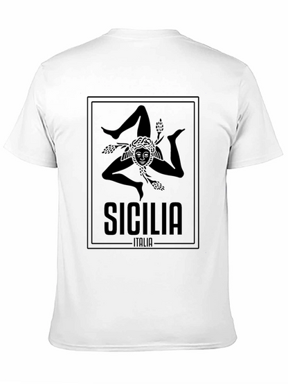 Camiseta Negra Sicilia Italia Hombre Diseño Original