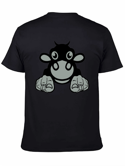 Camiseta Negra con Diseño de Vaca Animada