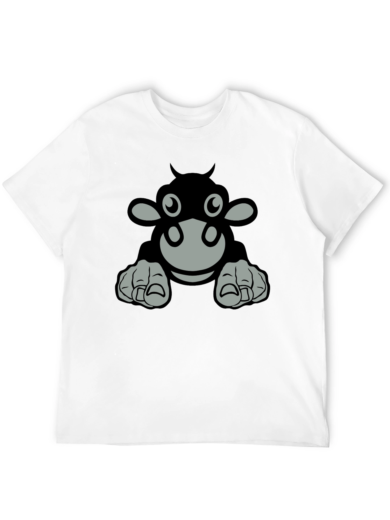 Camiseta Negra con Diseño de Vaca Animada