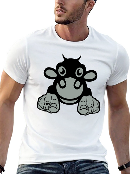 Camiseta Negra con Diseño de Vaca Animada