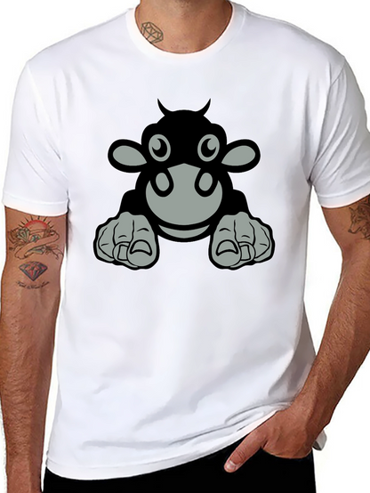 Camiseta Negra con Diseño de Vaca Animada