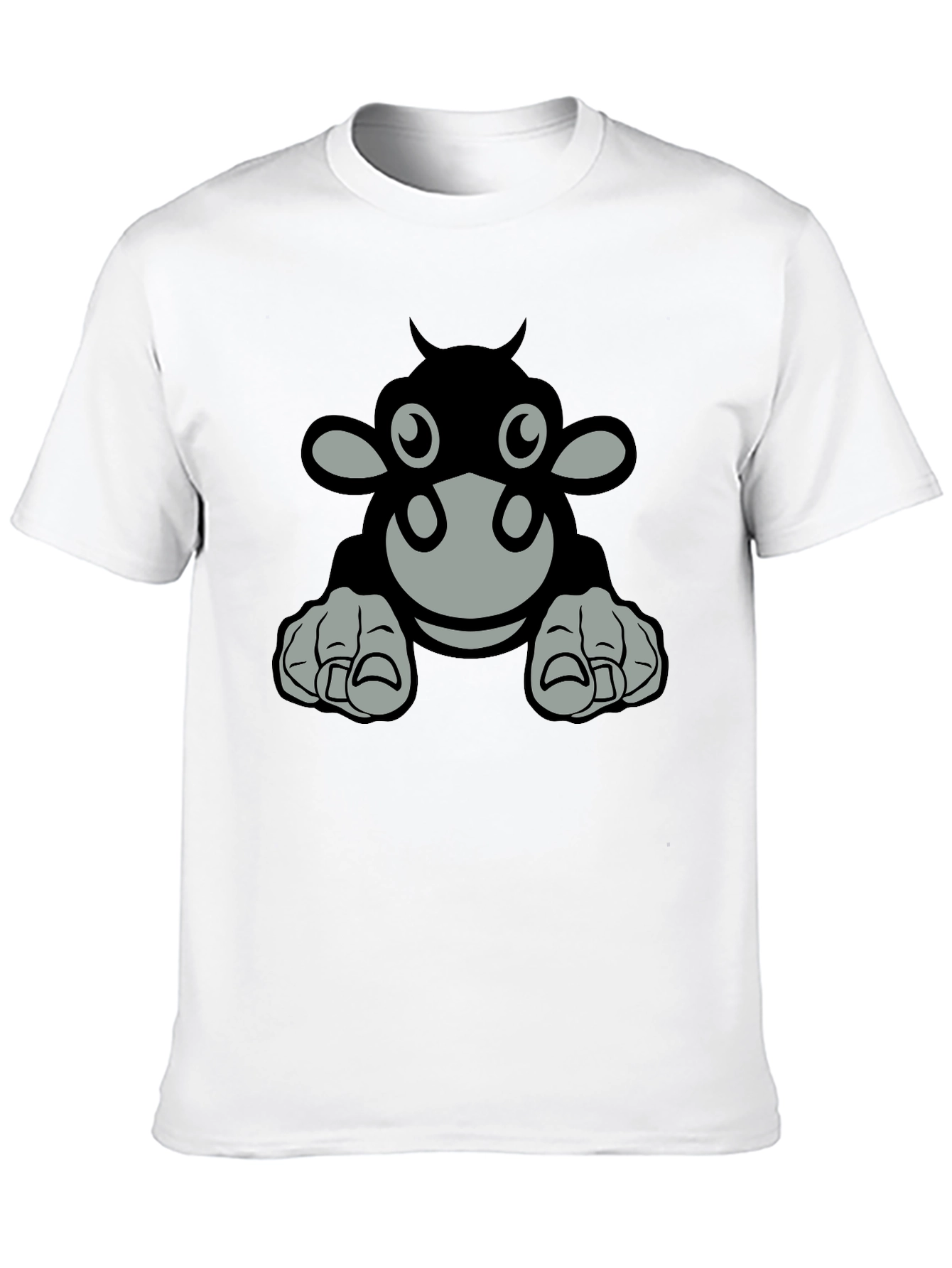 Camiseta Negra con Diseño de Vaca Animada