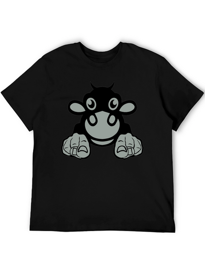 Camiseta Negra con Diseño de Vaca Animada