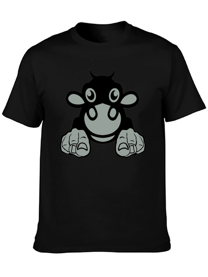 Camiseta Negra con Diseño de Vaca Animada