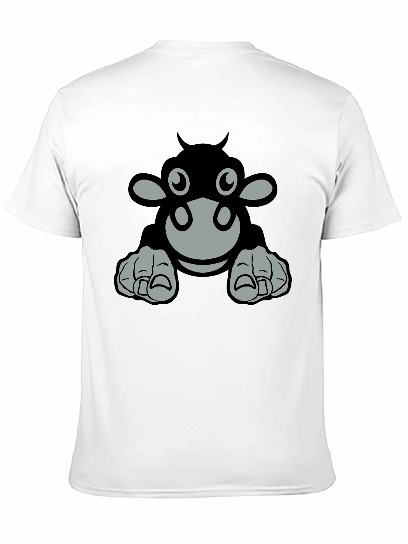 Camiseta Negra con Diseño de Vaca Animada