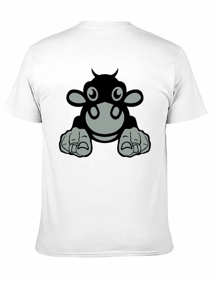 Camiseta Negra con Diseño de Vaca Animada