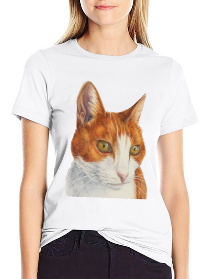 Camiseta Hombre con Diseño de Gato Naranja
