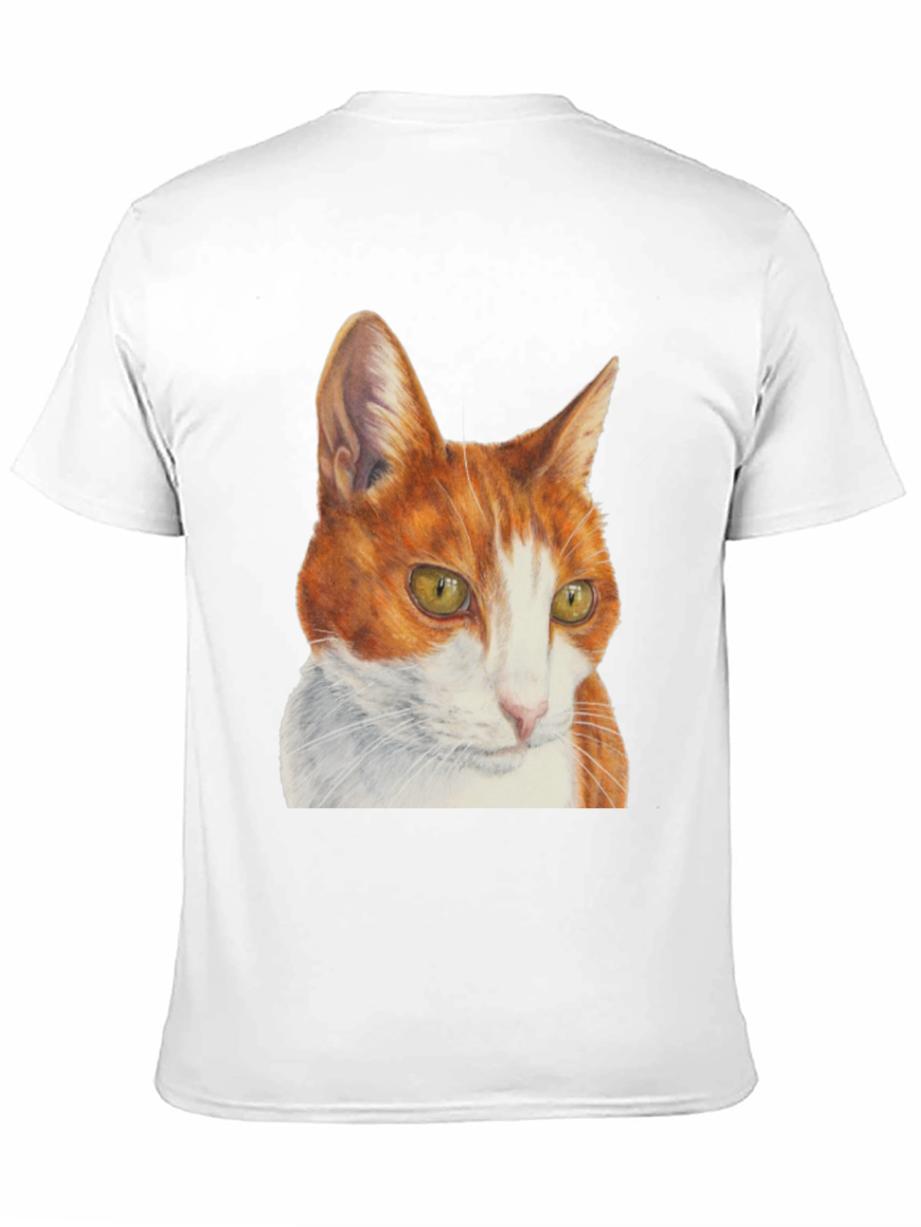 Camiseta Hombre con Diseño de Gato Naranja