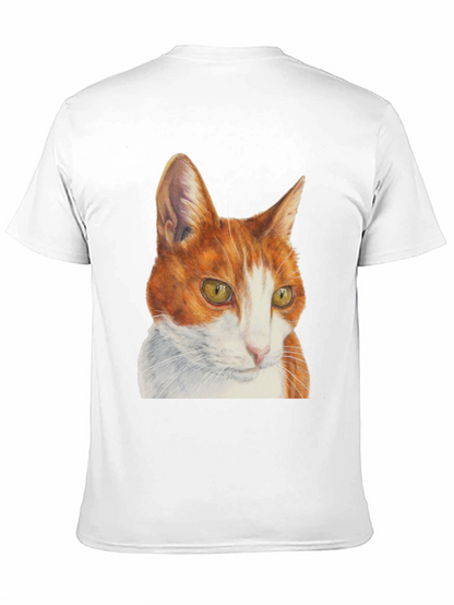 Camiseta Hombre con Diseño de Gato Naranja