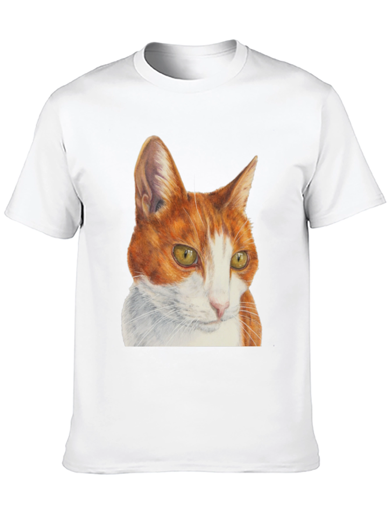 Camiseta Hombre con Diseño de Gato Naranja