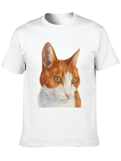 Camiseta Hombre con Diseño de Gato Naranja