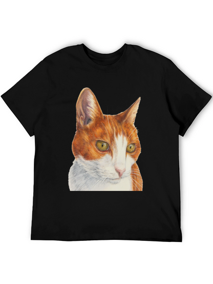 Camiseta Hombre con Diseño de Gato Naranja