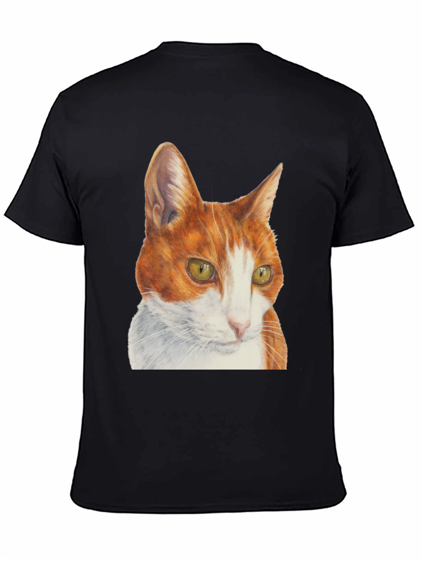 Camiseta Hombre con Diseño de Gato Naranja