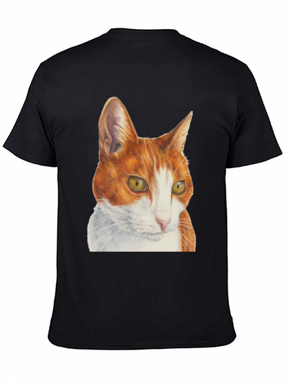 Camiseta Hombre con Diseño de Gato Naranja