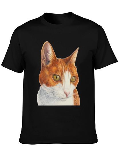 Camiseta Hombre con Diseño de Gato Naranja