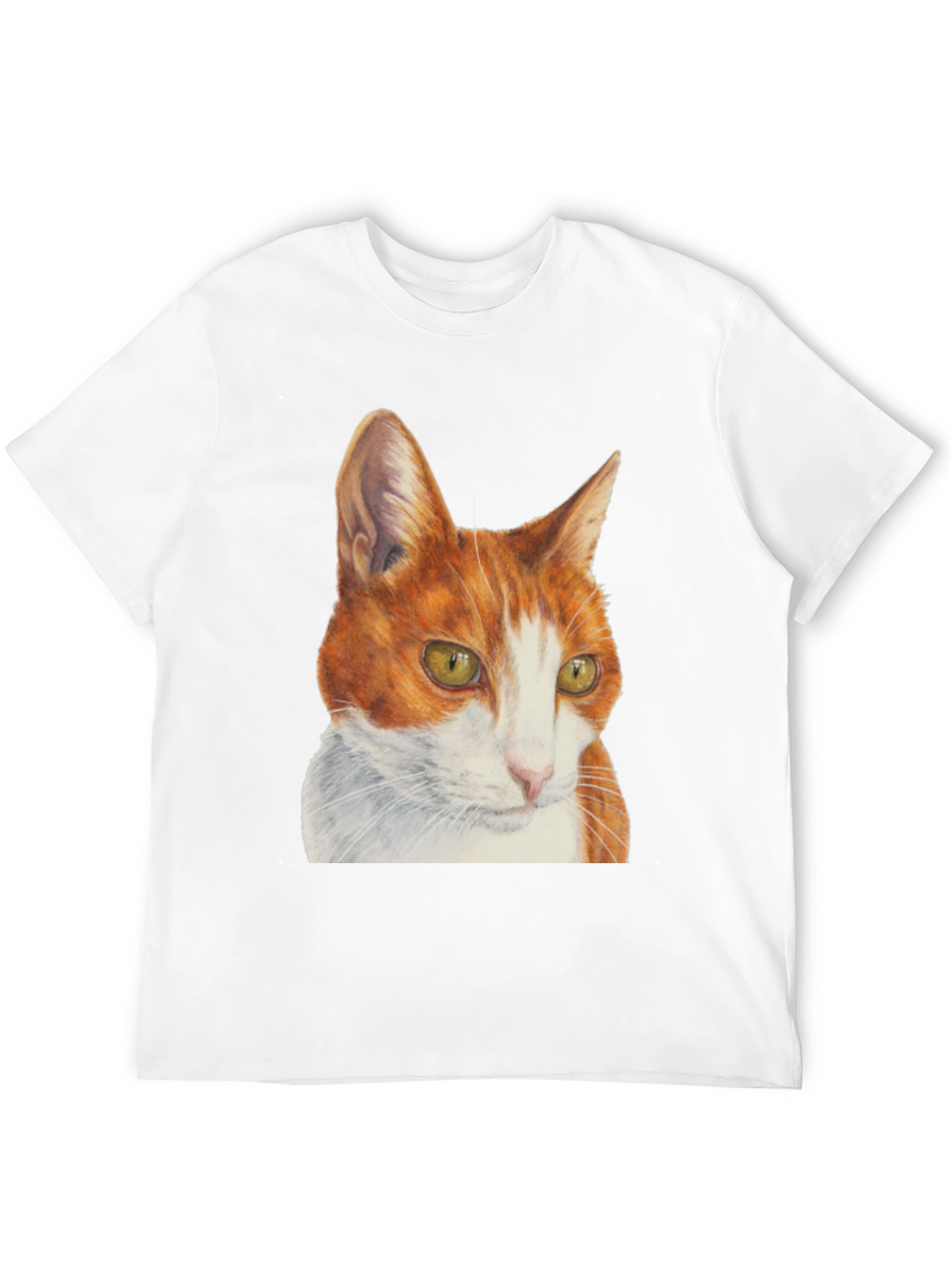 Camiseta Hombre con Diseño de Gato Naranja