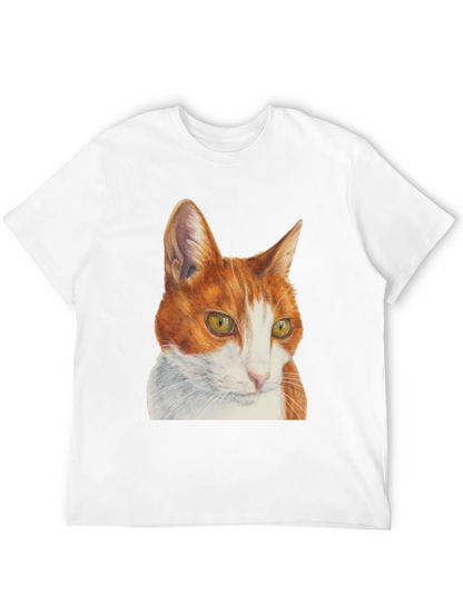 Camiseta Hombre con Diseño de Gato Naranja