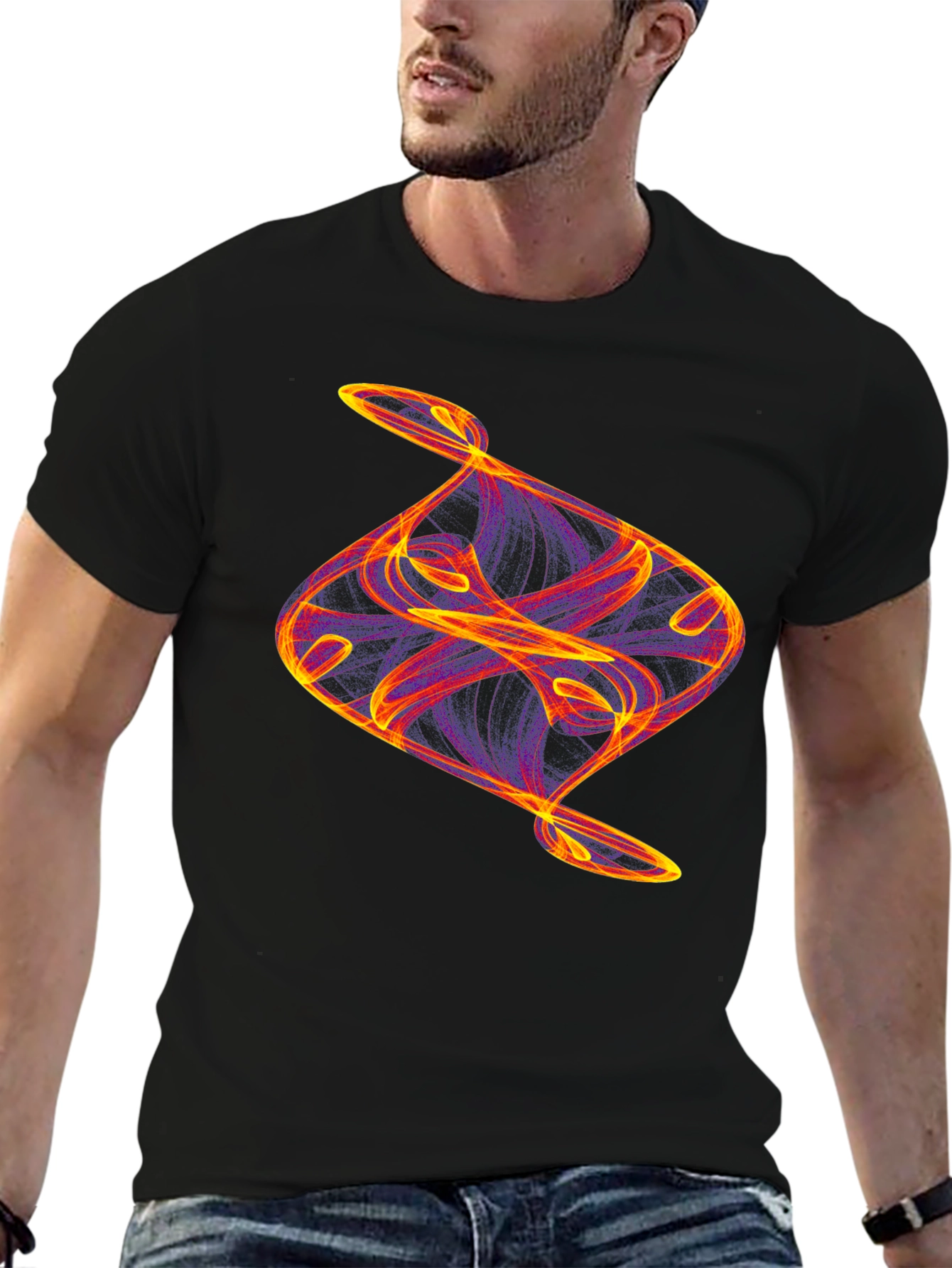 Camiseta Negra con Diseño Abstracto Llamativo