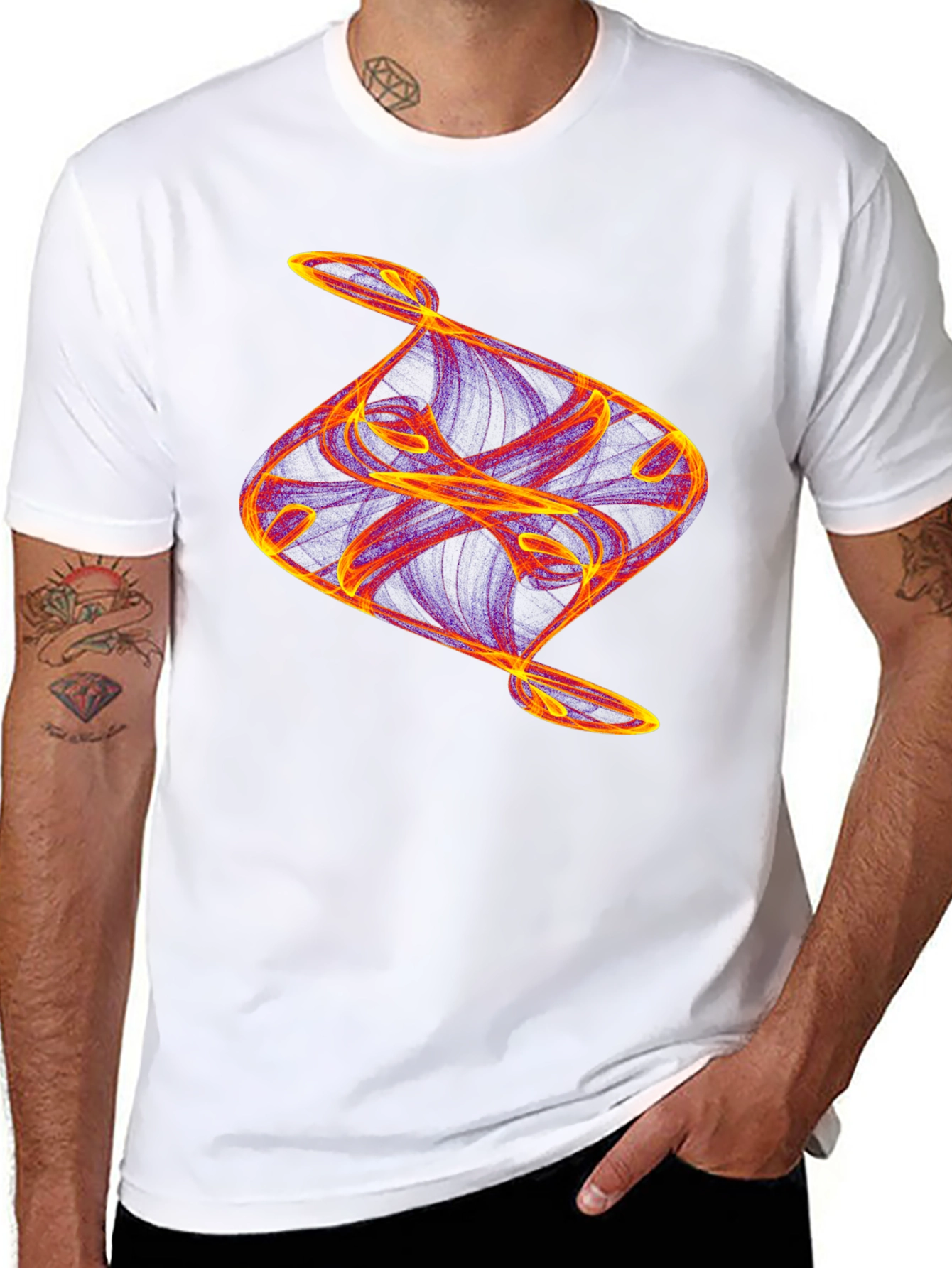 Camiseta Negra con Diseño Abstracto Llamativo