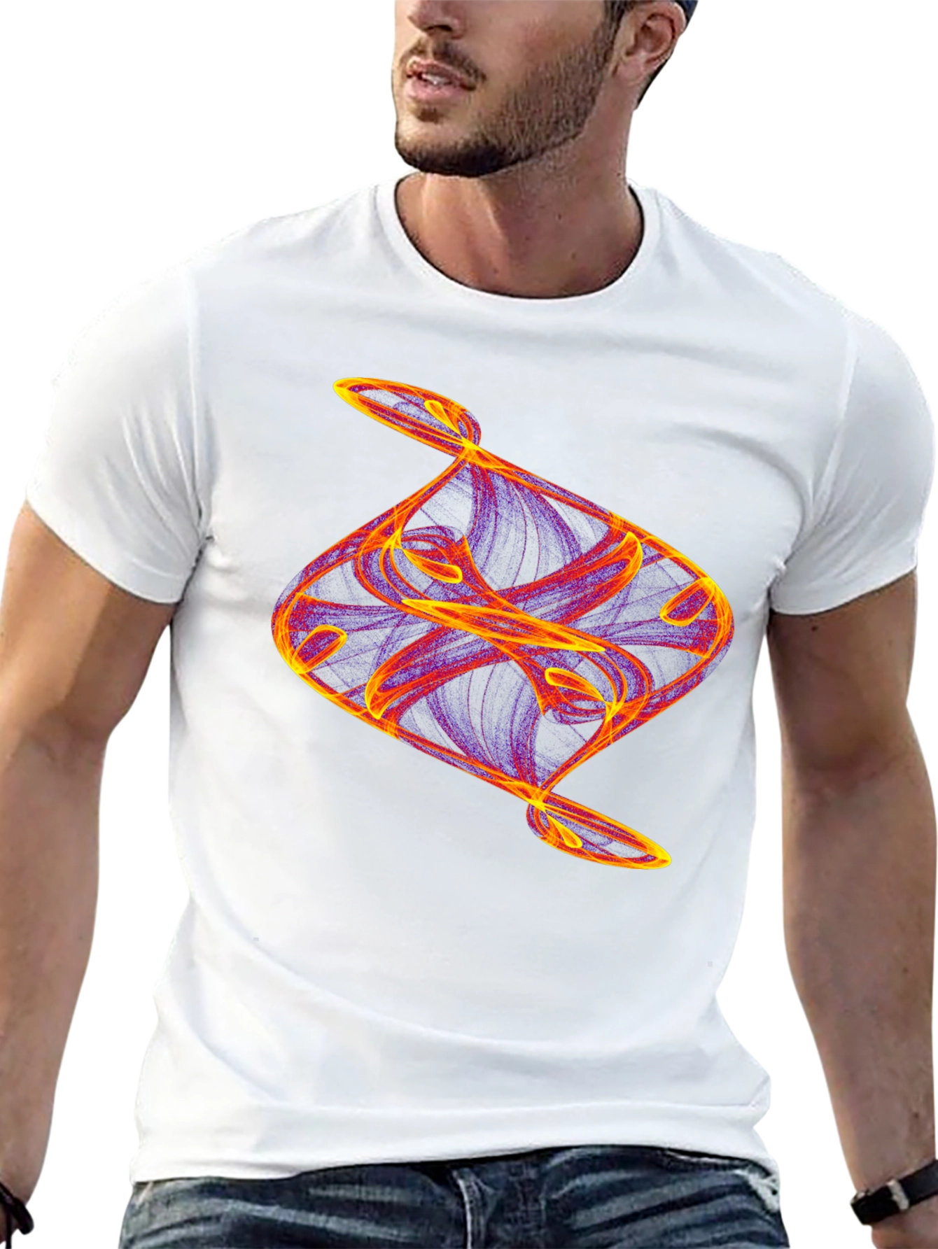 Camiseta Negra con Diseño Abstracto Llamativo