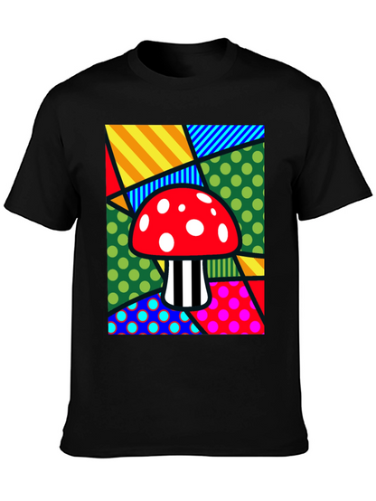 Camiseta Negra con Diseño de Hongo Psicodélico