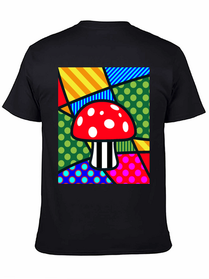 Camiseta Negra con Diseño de Hongo Psicodélico