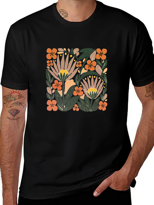 Camiseta Negra Floral Estilo Vintage