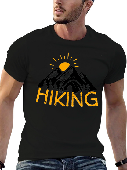 Camiseta Hombre Negra Diseño Senderismo Montaña