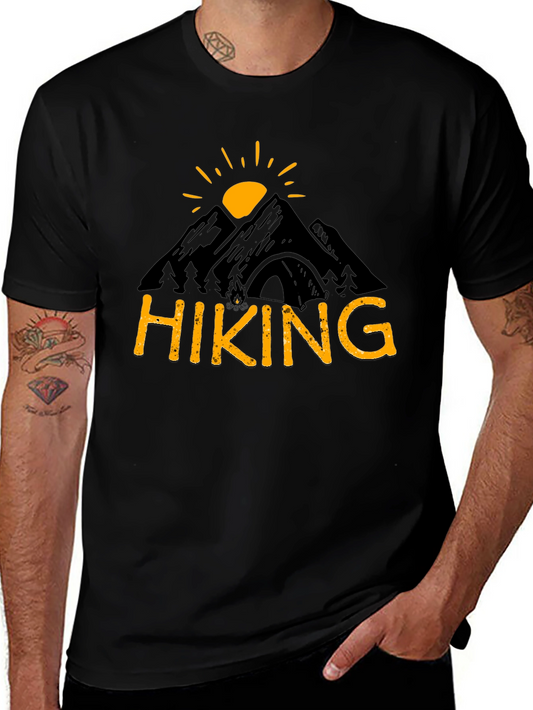 Camiseta Hombre Negra Diseño Senderismo Montaña